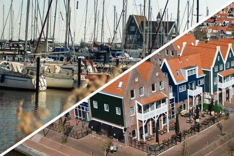 Port et maisons traditionnelles &agrave; Volendam