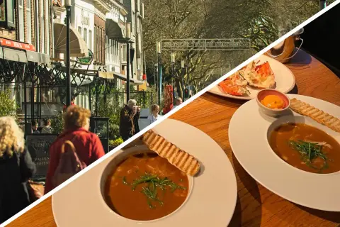 Sc&egrave;ne de rue et d&eacute;jeuner &agrave; Purmerend